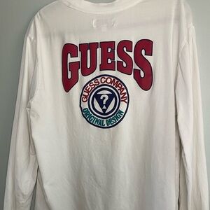 Vintage Style Guess Men’s Long Sleeve White T Shirt Size M